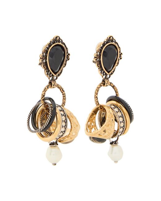 Chloé Metallic The Chloé Antique Pearls Embellished Drop Earrings