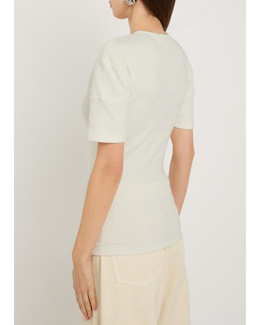Lemaire White Ribbed Cotton-Blend Top