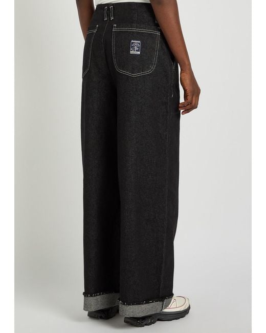 Damson Madder Black Pascal Turn-Up Wide-Leg Jeans