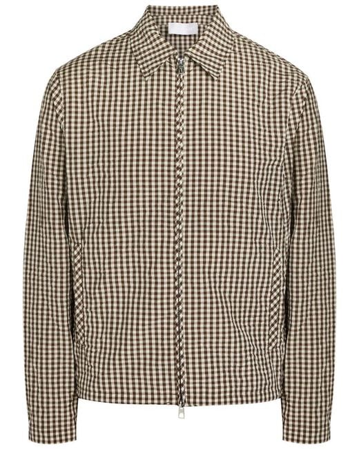 Moncler Brown Gingham Crinkled Cotton-Blend Jacket for men