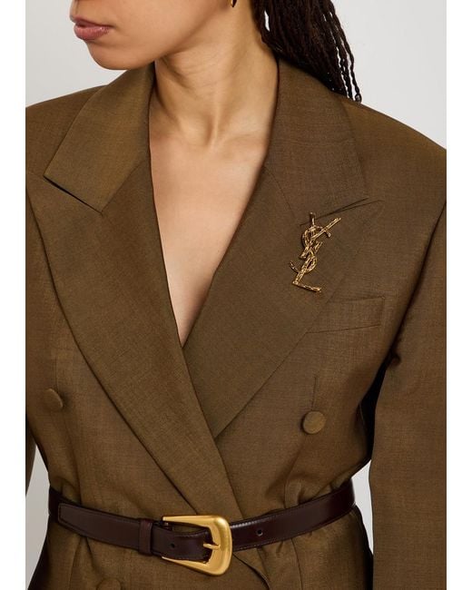 Saint Laurent Metallic Opyum Sculpted Metal Brooch