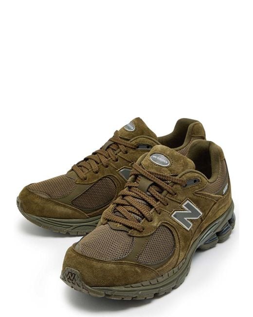 New Balance Green 2002R Panelled Suede And Mesh-Knit Sneakers for men