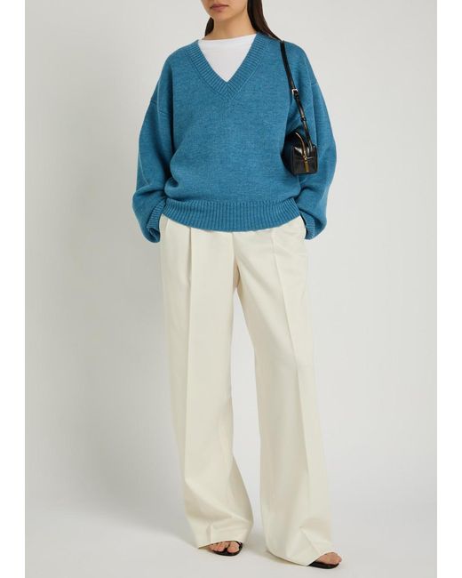 Rohe Blue V-Neck Wool Jumper