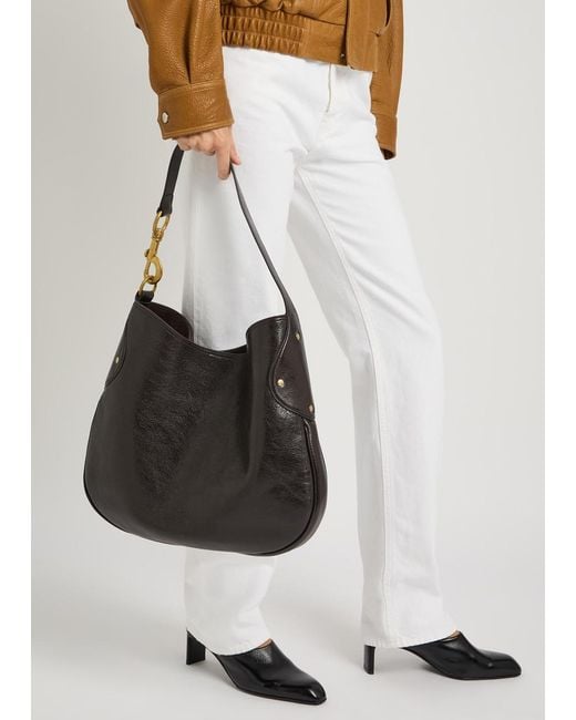 Mulberry Black Hackney Glossed Grained Leather Shoulder Bag