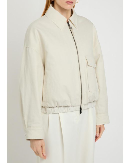 Brunello Cucinelli Natural Padded Cotton-Blend Jacket