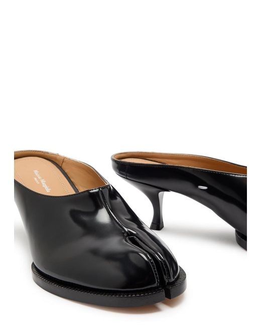 Maison Margiela Black Tabi City 55 Glossed Leather Mules