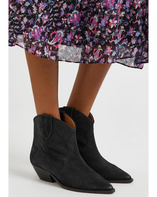 Isabel Marant Black Dewina 50 Suede Ankle Boots