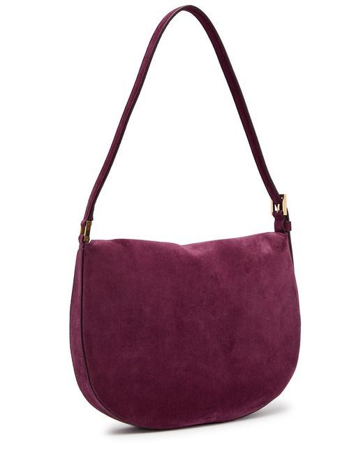 SAVETTE Purple Tondo Small Suede Shoulder Bag