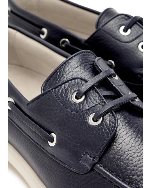 Aurélien Blue Boat Grained Leather Loafers for men