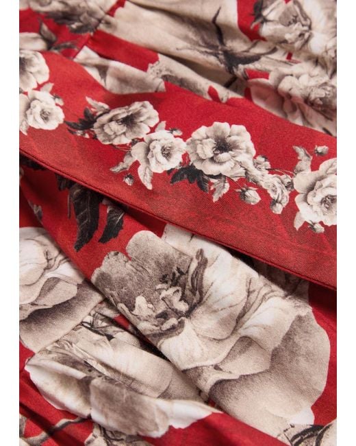 Alice + Olivia Red Cora Floral-Print Stretch-Cotton Mini Dress