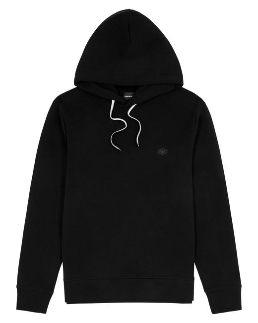 Emporio Armani Black Logo Hooded Jersey Sweatshirt for men