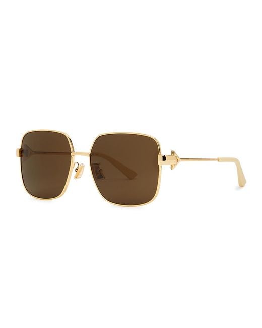 Bottega Veneta Brown Aviator-style Sunglasses, Sunglasses, , Metal