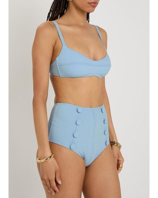 Lisa Marie Fernandez Blue Textured Seersucker Bikini