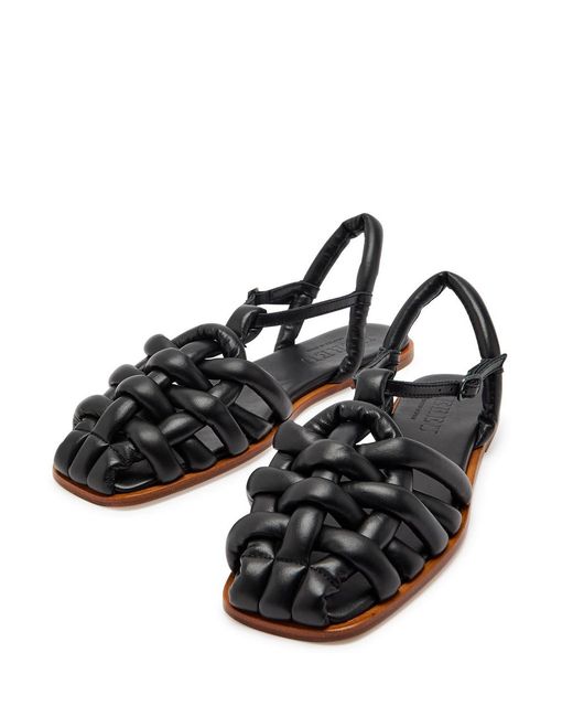 Hereu Black Cabersa Quilted Leather Sandals