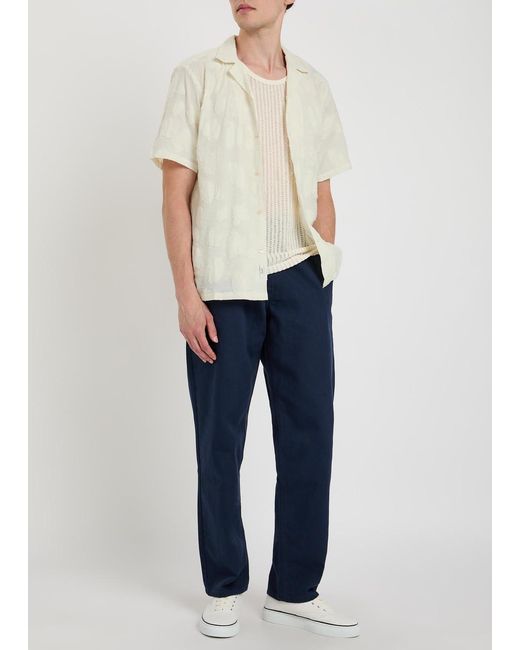 Forét White Floral Jacquard Cotton-Blend Shirt for men