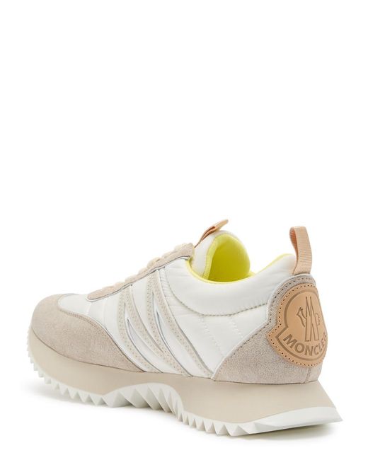 Moncler White Pacey Panelled Suede Sneakers for men