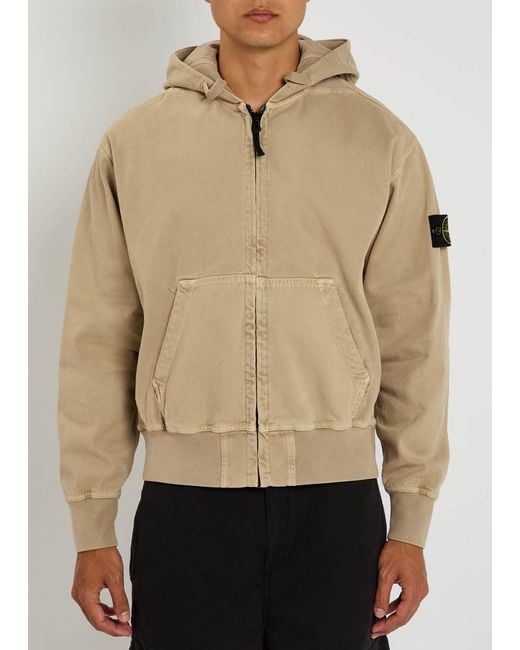 Stone Island Men's Natural Hooded Canvas Work Jacket