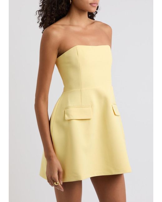 Odd Muse Yellow Strapless Crepe Mini Dress