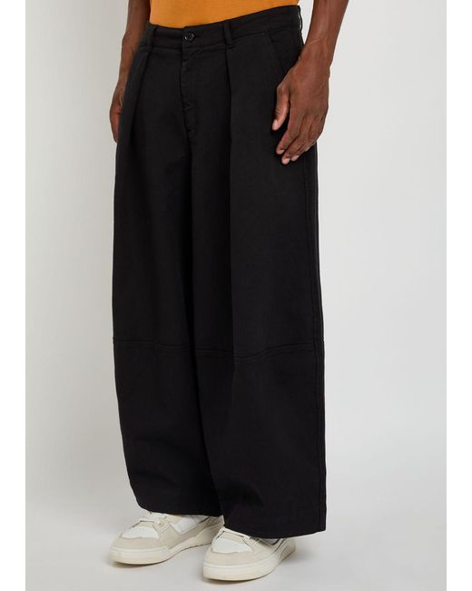 YMC Blue Deadbeat Wide-Leg Stretch-Cotton Trousers for men