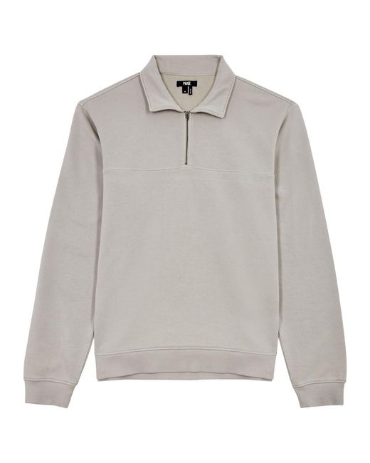 PAIGE Gray Davion Half-Zip Cotton Sweatshirt for men