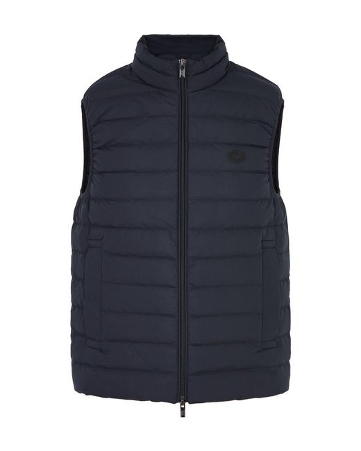 Emporio Armani Blue Logo Quilted Shell Gilet for men