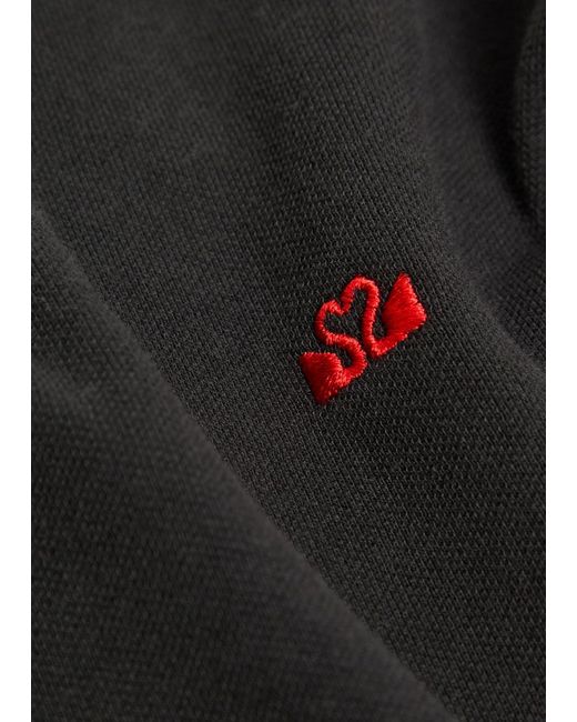 Spense Black Logo-Embroidered Piqué Cotton Racquet T-Shirt