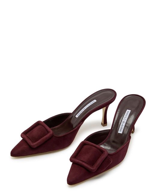 Manolo Blahnik Brown Maysale 70 Suede Mules