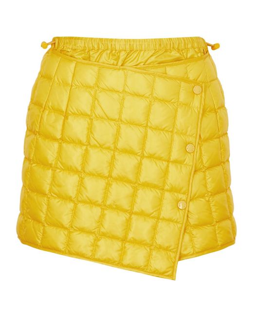 Moncler Yellow Asymmetric Quilted Shell Mini Skirt