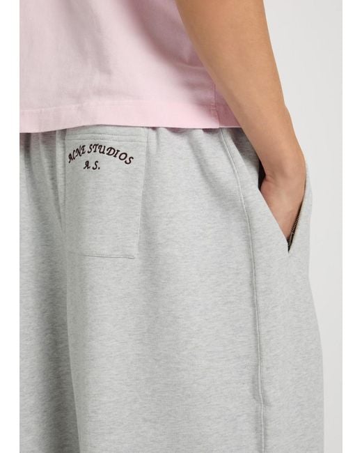 Acne White Logo-Embroidered Cotton-Blend Sweatpants for men
