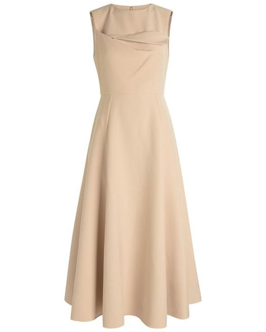 Roland Mouret Natural Panelled Crepe Midi Dress