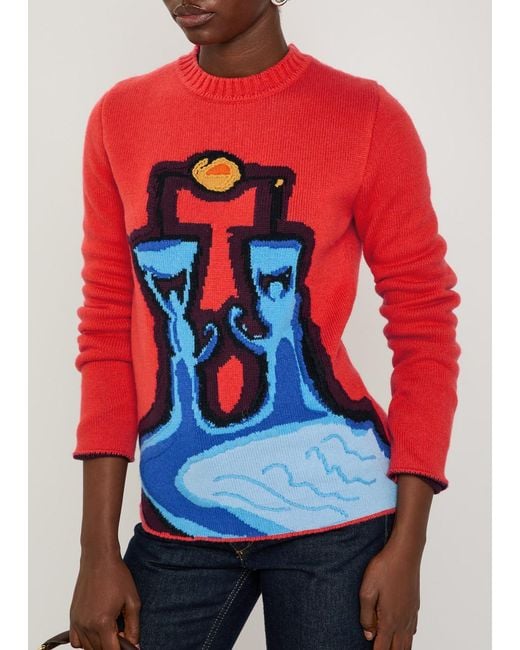 Gabriela Hearst Red Avichai Intarsia Cashmere Jumper