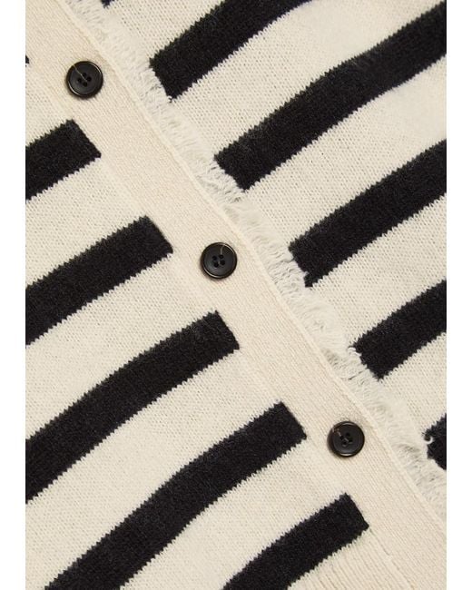 Maria McManus Black Fringed Striped Cashmere And Cotton-Blend Cardigan
