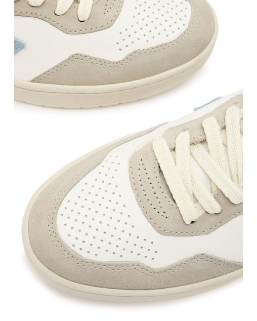 Veja White V-90 Panelled Leather Sneakers