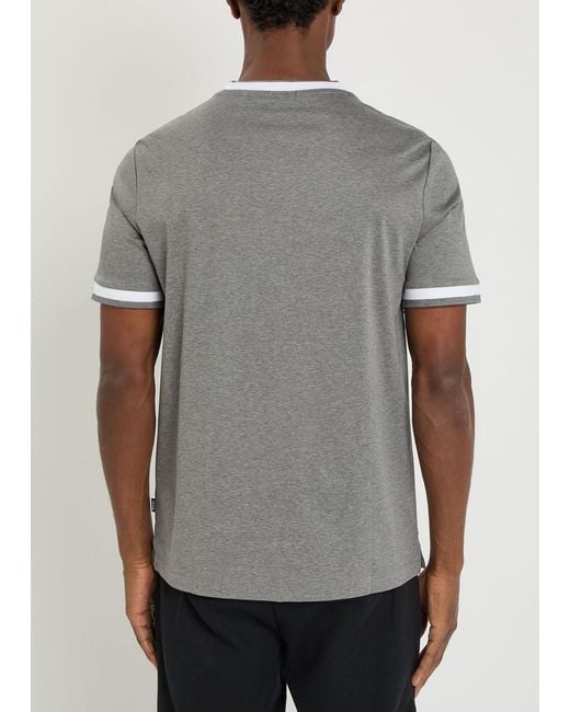 Boss Gray H-Tessler Logo-Print Cotton T-Shirt for men
