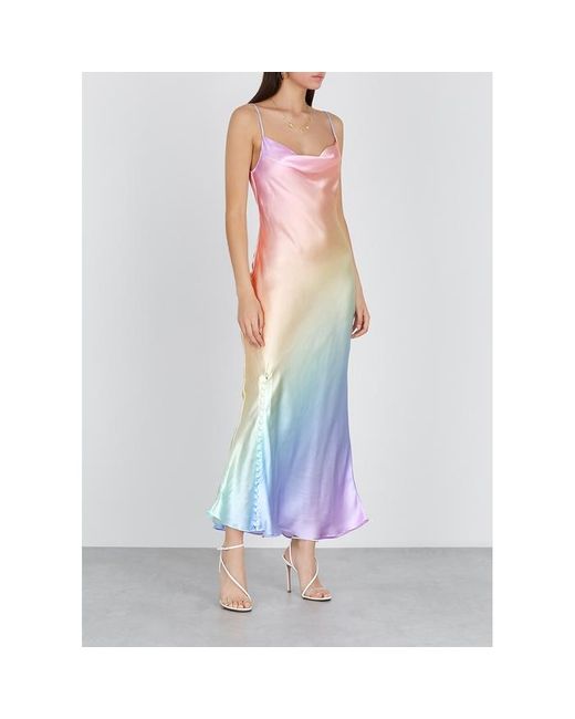 Olivia Rubin Lia Silk Pastel Midi Dress in Blue Lyst