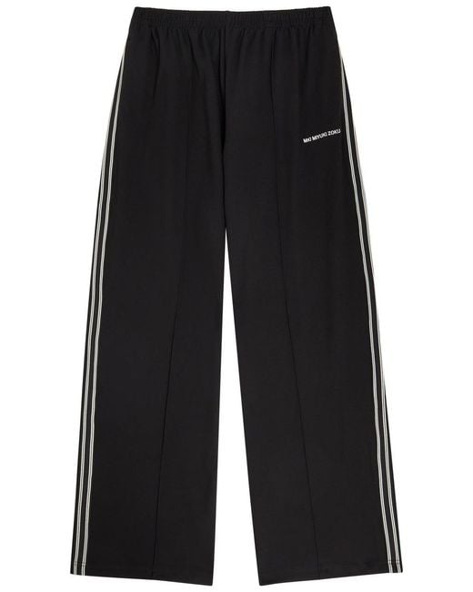 MKI Miyuki-Zoku Black Logo-Embroidered Straight-Leg Jersey Track Pants for men