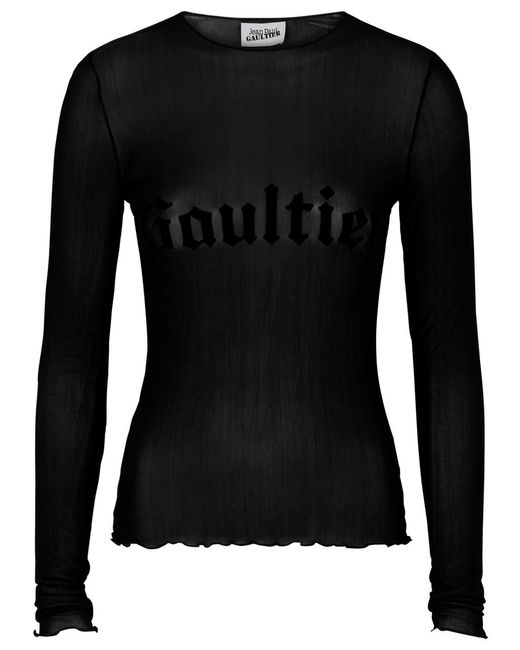 Jean Paul Gaultier Black The Gaultier Logo Tulle Top