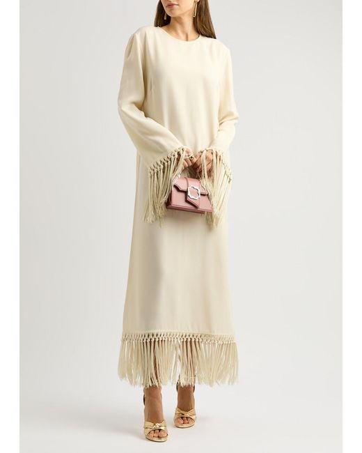 ‎Taller Marmo Natural Claudia Venti Fringed Maxi Dress