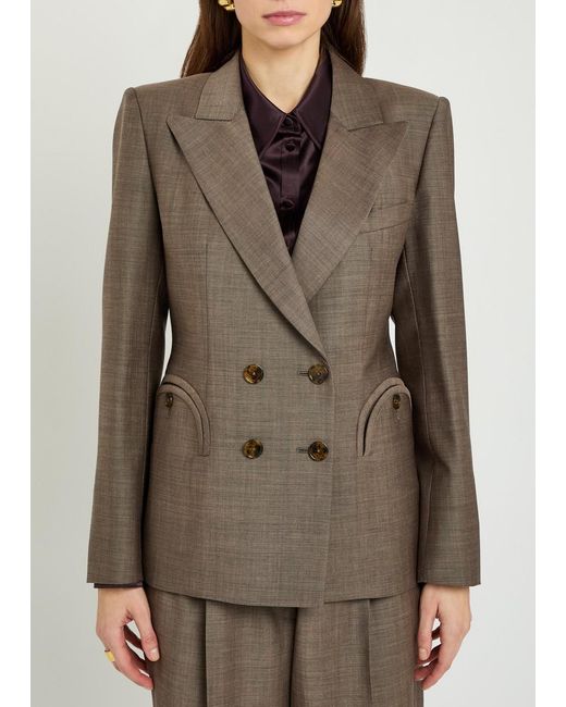 Blazé Milano Green Charmer Double-Breasted Wool-Blend Blazer