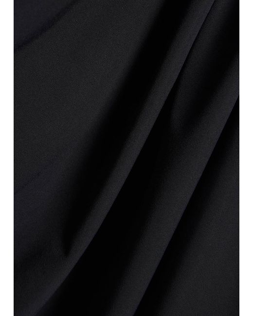 High Black Aslant Draped Stretch-Jersey Top
