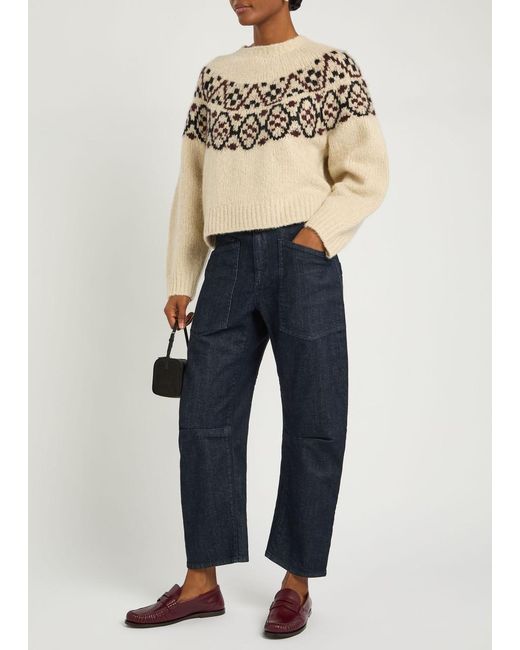 Nili Lotan Natural Chrissy Patterned Cashmere And Silk-Blend Jumper