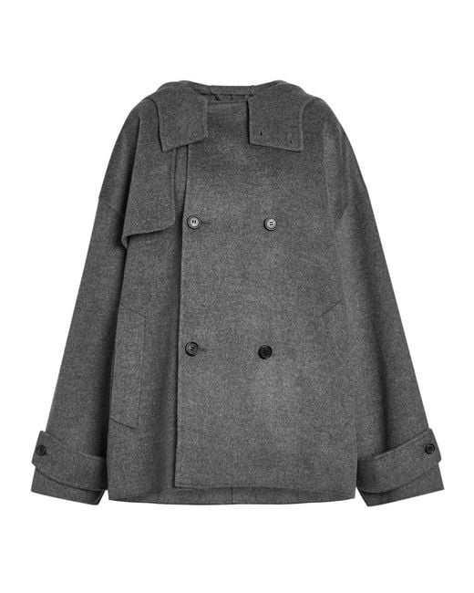 J.W. Anderson Gray Double-Breasted Hooded Wool Pea Coat