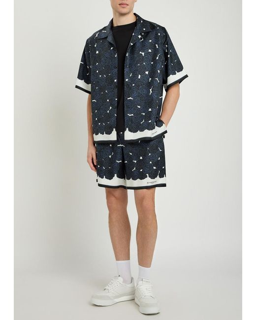 Givenchy Blue Printed Silk Shirt for men