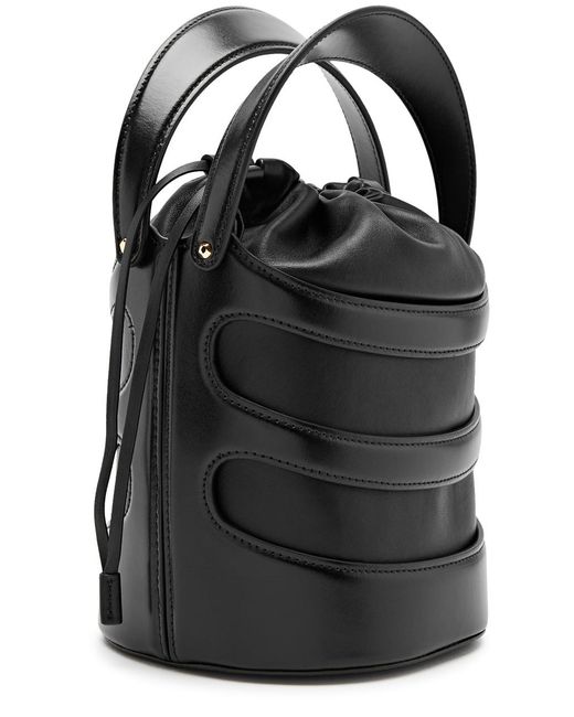 Alexander McQueen Black The Rise Leather Bucket Bag