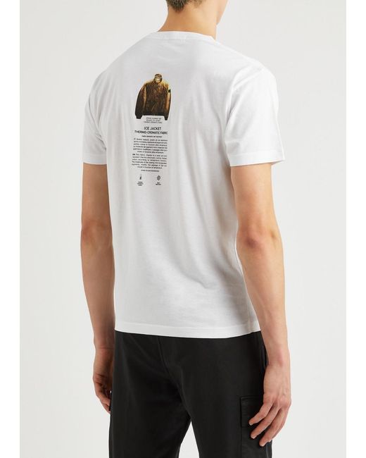Stone Island White Archivo Logo-Print Cotton T-Shirt for men