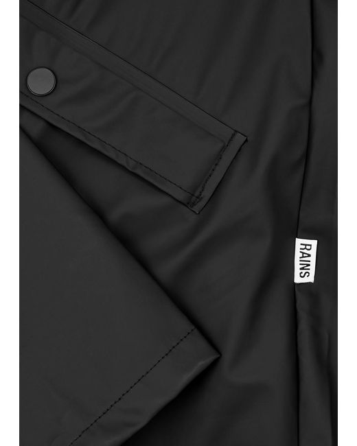 Rains Black Long Matte Rubberised Raincoat for men