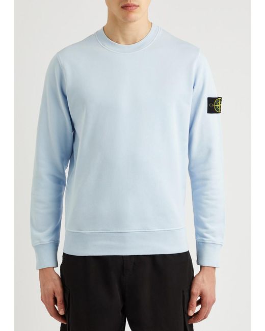 Stone Island Blue Logo Cotton Sweatshirt for men