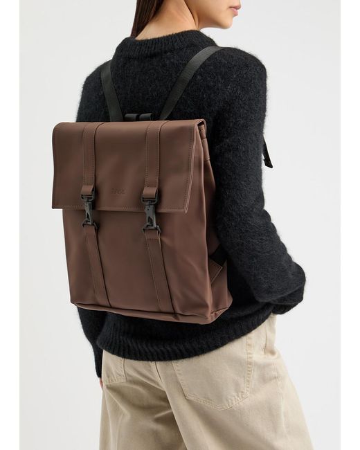 Rains Brown Msn Mini Rubberised Backpack