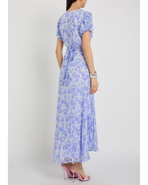 Rixo Purple Corrine Floral-Print Chiffon Maxi Dress