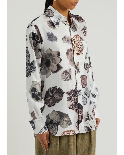 Marni Gray Printed Silk-Satin Shirt